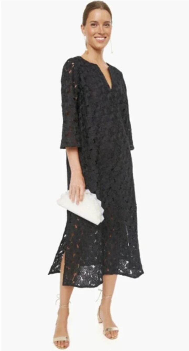 Tuckernuck Black V-Neck Lace Jamie Midi Dress XS Classic LBD Party NWT Evening